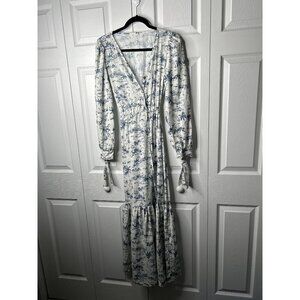 BOAMAR Zain Village Blue White Long Sleeve Maxi Dress Women's Size X-Small/Small